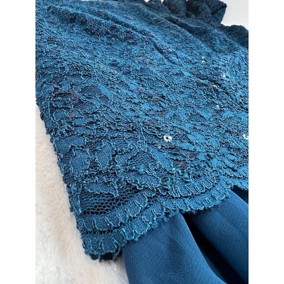 New Alex Evenings Women's Plus Size 16W Stretch Lace Bodice Mock One Piece Gown - Picture 6 of 11